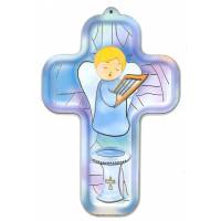 Wiegekruis - 13 X 9 cm - Engel / Blauw 