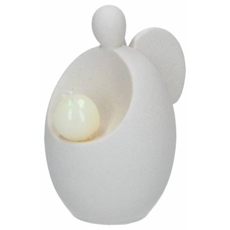 Engel + Kaars - 9 X 10 X H15 cm - Porselein 