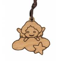 Pendentif s/cordon - Ange s/nuage - Bois d'Olivier