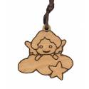 Pendentif s/cordon - Ange s/nuage - Bois d'Olivier