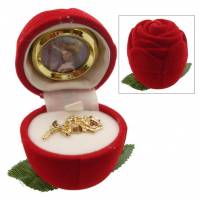 Ecrin Rose - Image Ste Rita + Rose Métal Doré