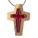 Croix s/cordon - 50 x 35 mm - Bois d'olivier