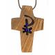 Croix s/cordon - 50 x 35 mm - Bois d'olivier