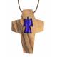 Croix s/cordon - 50 x 35 mm - Bois d'olivier