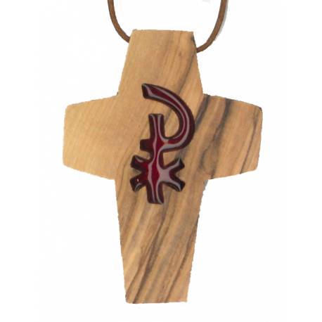 Croix s/cordon - 50 x 35 mm - Bois d'olivier