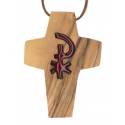 Croix s/cordon - 50 x 35 mm - Bois d'olivier