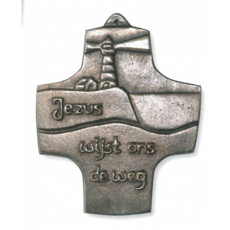 Croix Murale Bronze 08 Cm Jezus Wijst Ons De Weg