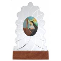 Cadre - Ste Rita - 5 X H 9.5 cm - Alu Blanc/Base Bois