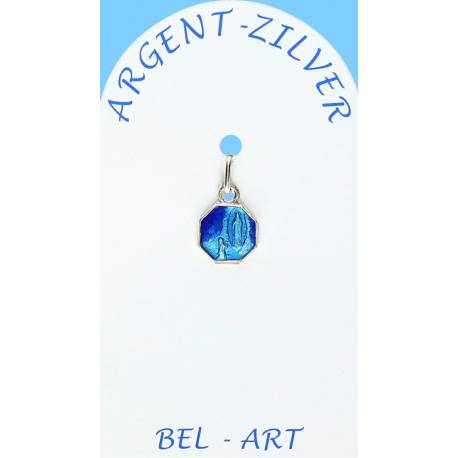 Medaille Argent - Appar. Lourdes - Email Bleu