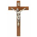 Croix Murale - 12 cm - Bois Corps Mét. Bronzé