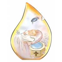 Vlam / Hout Doopsel - 9.5 X 13 cm 