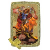 Cadre en bois 10.5 x 6.5 cm St Michel brodure dorée