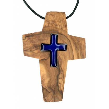 Croix s/cordon - 50 x 35 mm - Bois d'olivier