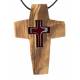 Croix s/cordon - 50 x 35 mm - Bois d'olivier