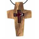 Croix s/cordon - 50 x 35 mm - Bois d'olivier