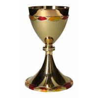 Calice H 21 Cm Doré Émaillé Rouge
