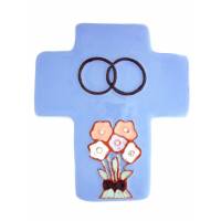 Kruisje Keramiek 12 X 10 Cm Indigo Blauw 