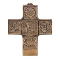Croix Murale Bronze 9 X 10 Symboles
