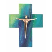 Croix Murale Verre - 11.5 X 14.5 Cm - Bronze