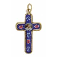 Kruisje Email Twee Engelen + Kind 3 Cm 