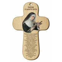 Croix Murale Ste Rita + Priere - 15 X 9.5 Cm
