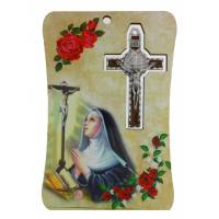 Cadre 10 X H15 cm - Ste Rita + Croix St Benoît 7 cm