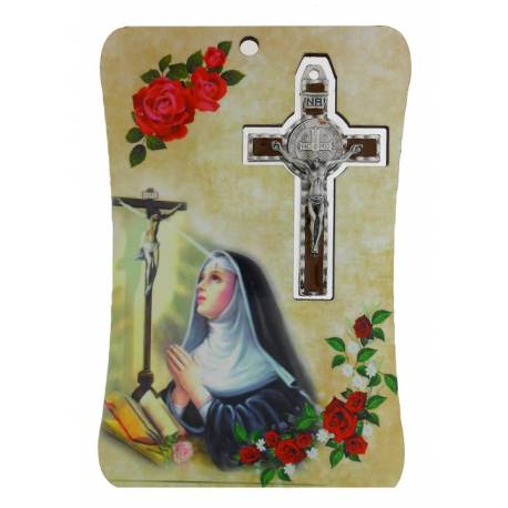 Cadre 10 X H15 cm - Ste Rita + Croix St Benoît 7 cm