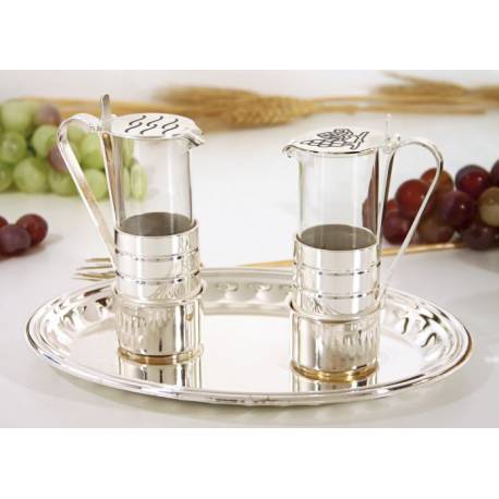 Water-Wijn Recipienten Metaal + Glas D 3.6, H 10.5 Verzilverd 