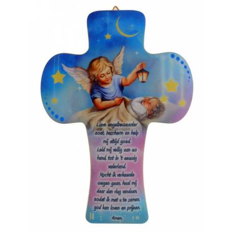Croix Berceau - 14 X 8 cm - "Lieve Engelbewaarder ..."