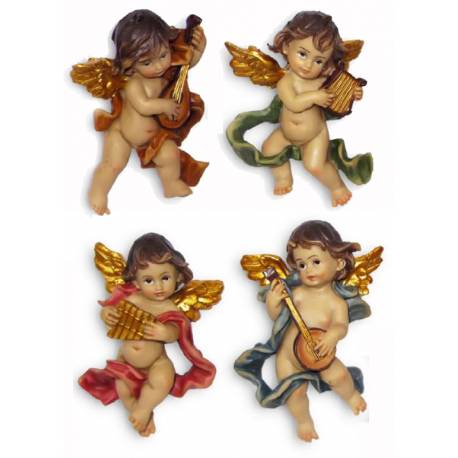 Engel muzikant om te hangen - 10 cm - 4 / set 