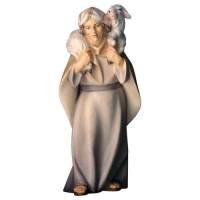 Berger avec mouton sur les épaules : crèche de Noël en bois Komet 12 cm