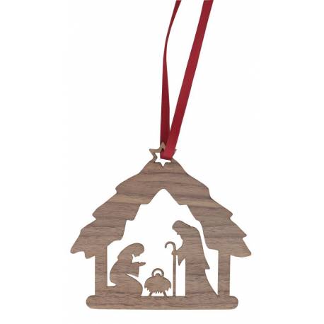 Kerststal Om Te Hangen Hout 16 X 15 Cm 