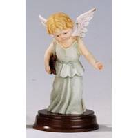 Ange Avec Cithare / Base Bois 10 Cm