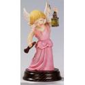 Ange Avec Lanterne / Base Bois 10 Cm
