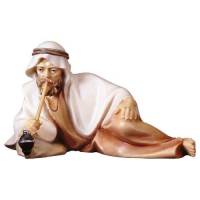 Berger couché avec pipe à eau : crèche de Noël en bois Komet 12 cm