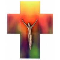 Croix Murale 11.5 X 14.5 Cm Corps En Bronze Acryl