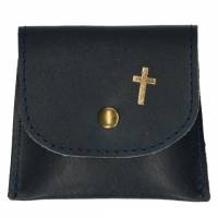 Etui Chapelet Cuir - 8 X 7 cm - Noir