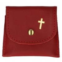 Etui Chapelet Cuir - 8 X 7 cm - Bordeaux