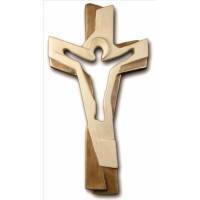 Croix De La Passion En Bois Sculpte 23Cm 2 Tons Bois