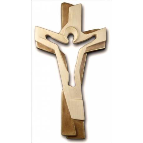 Houtsnijwerk Kruis Van Passie 23Cm Twee Hout Kleuren 