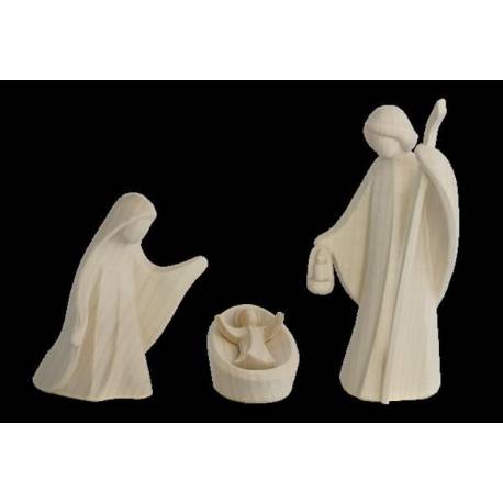 Sainte Famille En Bois Sculpte 10 Cm Naturel 4 Pieces