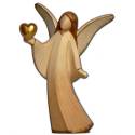 Houtsnijwerk Engel Met Gold Hart 11Cm 2 Houtkleuren 