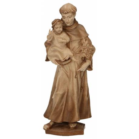 Statue en bois sculpté Saint Antoine 15 cm 2 tons bois