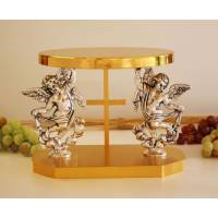 Sokkel Metalen Engelen Boctog. 22x14 Cm H 18.5 Cm Diam D. 19cm 