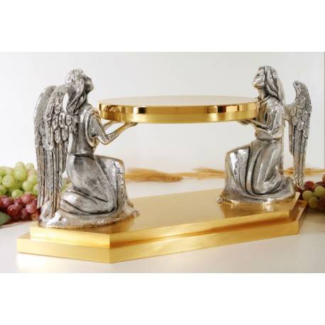 Sokkel Metalen Engelen B. Hex. 50x25 Cm H 22 Cm Diam D. 22cm 