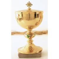 Ciboire H 23 Cm Diam Ouv. 12.5 Cm Doré + Émail