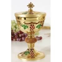 Ciboire H 22 Cm Diam Ouv. 12 Cm Doré + Émail