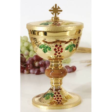 Ciboire H 22 Cm Diam Ouv. 12 Cm Doré + Émail