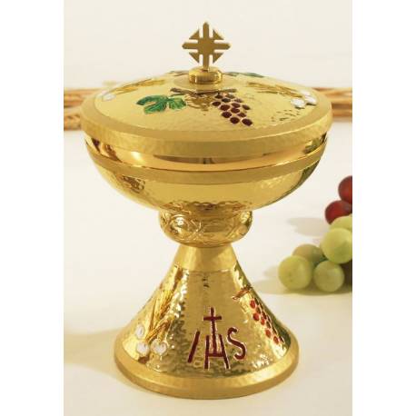 Ciborie H 20 Cm Diam 14 Cm Verguld + Email 