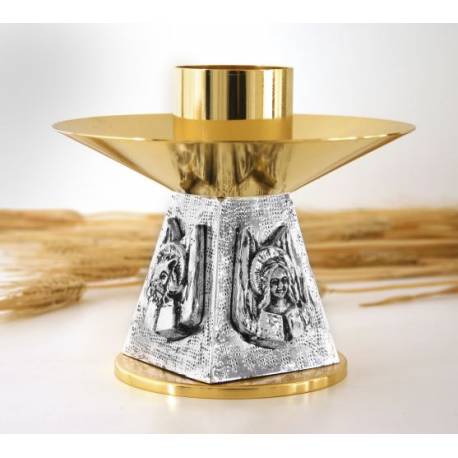 Bougeoir H 14.5 Cm Diam Bougie 5 Cm Bi-Couleur